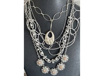 (2) Adornable.u Rhinestone And Silver Tone Necklaces, And More
