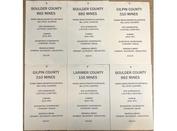 (6) Boulder, Larimer, & Gilpin County Mine And Claim Booklets With Coordinates