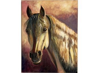 Hand Painted Horse On Canvas By Bea