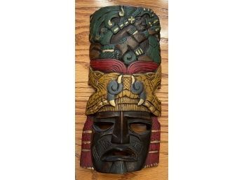 Hand-painted And Carved Stone Mask Belize
