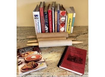Collection Of Assorted Cook Books And Rolling Pins - Good Homes And Gardens, Betty Crocker, Weight Watchers