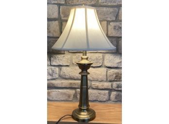 Brass 3-way Lamp With White Material Shade