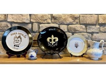 Collection Of Vintage Plates Including A Noritake, Hand Painted Handled Plate, Fleur De Lis, And Mike Ditkis