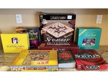 Assorted Board Games - Trivial Pursuit, Pictionary, Scrabble, Scattergories, Battle Of The Sexes, And More