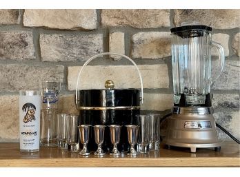 Kitchen Classics By Waring Blender With Ice Bucket, And Glass And Pewter Webster Shot Glasses