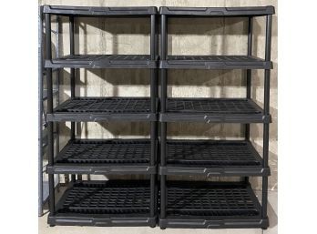 (2) 71 Inch Black Plastic Storage Shelves
