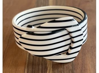 Vintage Celluloid Black And White Stripped Taxi Bracelet With Buckle