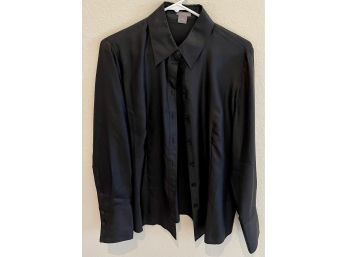 Ann Taylor Size 10 Ladies 100 Percent Silk Black Shirt