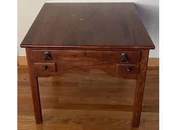 Famous Barr Cherry Wood Side Table With Drawers (Matches Glass Top Display Coffee Table)