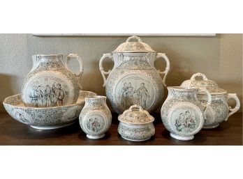 Royal Wocester Merchants Of Venice 19th Century Master Chamber Pot Set Porcelain Shakespeare