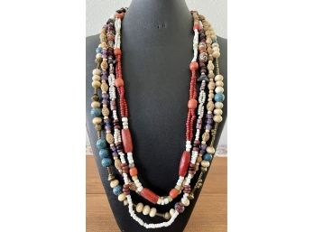 Vintage Collection Of Handmade Specialty Bead Necklaces - Wood Carved - Metal - Glass & Ceramic