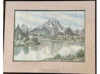 Joe Beckner Colorado Artist 1986 Framed Mountain Scene Watercolor