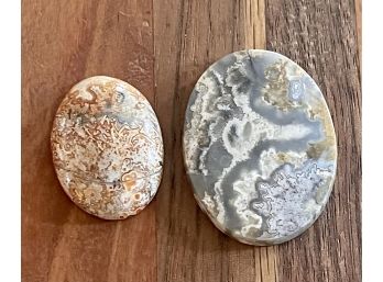 (2) Stunning Crazy Lace Agate Cabochons