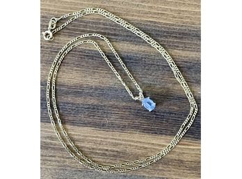 Vintage 14K Gold Italy Chain With Tanzanite Stone 24' Long - Weighs 3.6 Grams