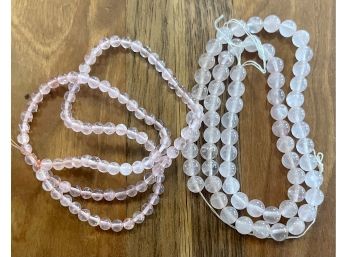 (2) Strands Of Rose Quartz Beads For Jewelry Making - 148 Carats Total