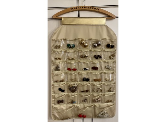 Esders & Dyckhoff Hanging Jewelry Holder Including 32 Pairs Of Vintage Clip On And Post Earrings
