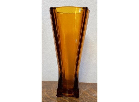 Mid Century Modern Amber Glass Vase