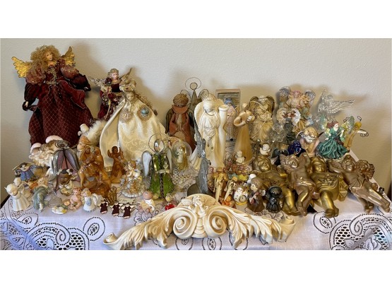Large Collection Of Vintage Angels - Treetops, Wall Hangers, Stained Glass, Wood, Ceramic, Resin And  More