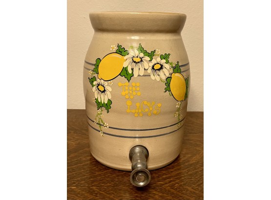Pottery Crock With Lid Hand Painted Beverage Server 'the Lacey's'
