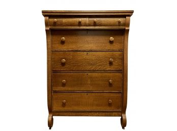 Antique Quarter Sawn Solid Oak High Boy Six Drawer Dresser