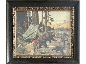 Philip R. Goodwin Bear Print In Decorative Wood Frame