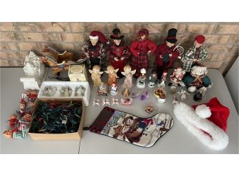 Large Collection Of Christmas Decor - Ceramic And Resin Figurines, Ornaments, Stockings, Lights And More