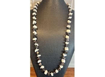 Lovely Mother Of Pearl And Abalone Raw Bead And Seed Bead Necklace