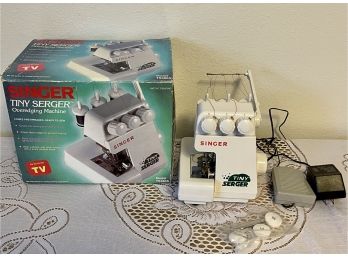 Singer Tiny Serger Model TS380A Overedging Machine In Original Box With Cord, Foot Peddle, And Accessories