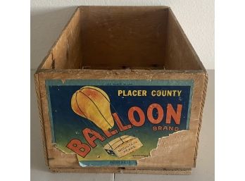 Vintage Placer County Balloon Brand Mountain Pears Wooden Crate