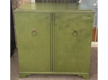 Mid Century Modern Mengel Hand Painted Green Storage Cabinet (as Is)