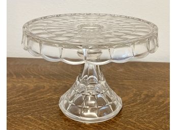 Elegant Antique Fostoria Crystal Cake Plate Round Pedestal With Rum Well