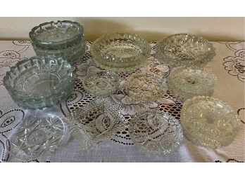 Large Collection Of Crystal Ashtrays And Coasters