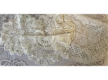 Collection Of Vintage Crochet Doilies And Runner