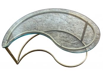 Mid Century Modern Italian Brass 'yin Yang' Glass Top Table