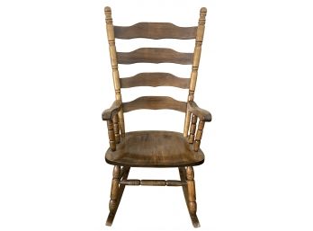 Vintage Solid Wood Ladder Back Rocking Chair