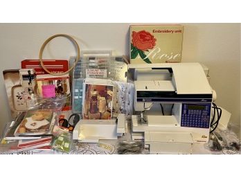 Husqvarna Viking Rose Model 600 One Touch Computer Made In Sweden Sewing Machine With Accessories And Case