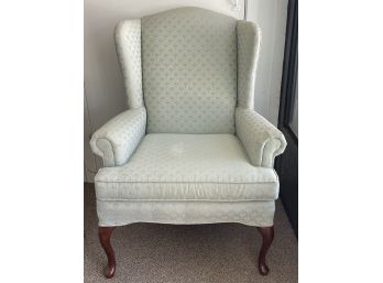 Vintage Wingback Upholstered Powdered Blue Patterned Arm Chair
