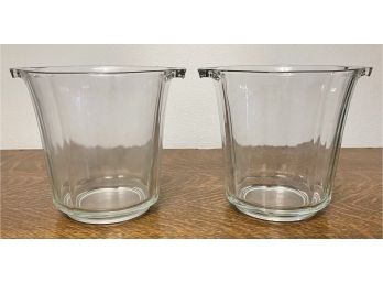 (2) Vintage Crystal Ice Buckets With Handles