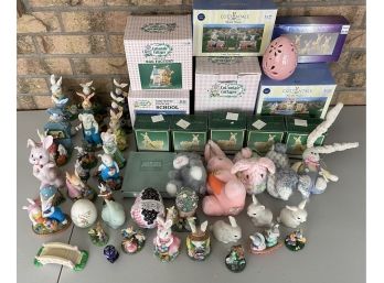 Collection Of Easter Decor Primarily Resin, Ceramic, And Material Figurines