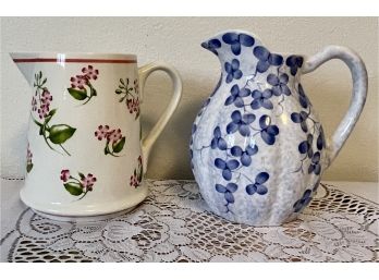 (2) Floral And Harry & David Pottery Pitchers