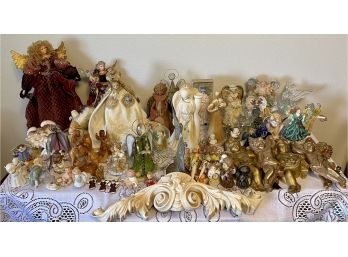 Large Collection Of Vintage Angels - Treetops, Wall Hangers, Stained Glass, Wood, Ceramic, Resin And  More