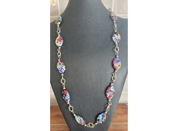 Gorgeous Vintage Milifiori Venetian Glass Bead Necklace