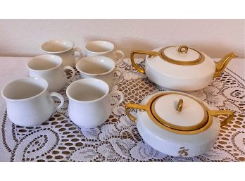 D&e.G. Royal Austria Teapot And Sugar And (6) Small White Cups