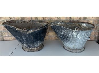 (2) Antique Metal Ash Buckets (as Is)