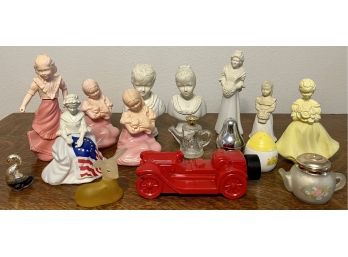 Large Collection Of Vintage Avon Figural Perfume Bottles And Powdered Container