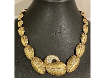 Park Lane Gold Tone Leaf With Rhinestone Accents Necklace