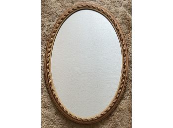 Vintage Solid Wood Gold Painted Ornate Oval Mirror