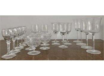 Collection Of Vintage Etched Glassware - Fostoria And More