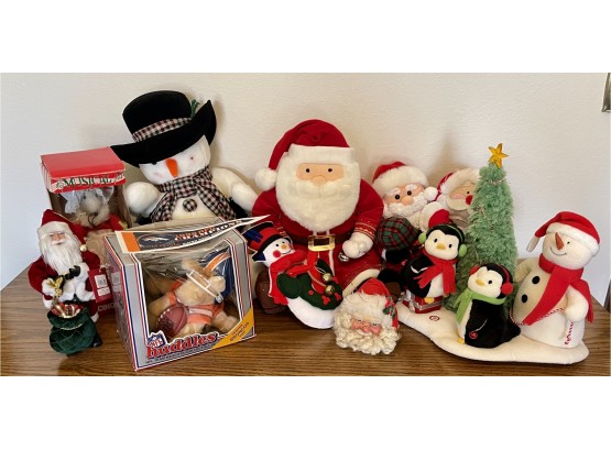 Assorted Christmas Holiday Stuffed Animals Including Huddles Denver Broncos 6004 And Musical Mouse