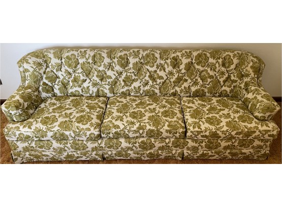 Green Floral Blended Cotton & Felt Mid Century Couch By Stratford Design Co